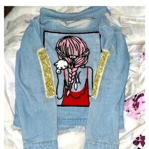 Little girls denim jacket with bling